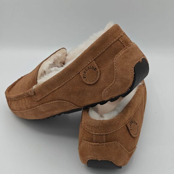 Fireside By Dearfoams Men\'s Melbourne Genuine Shearling Moccasin Tan main image 4
